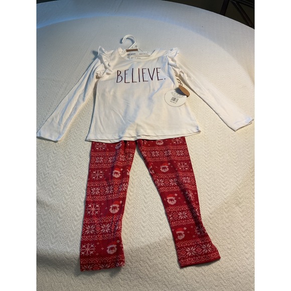 Rae Dunn Believe Pajama Set Size 6X Holiday Christmas Snowflake Outfit NWT - Picture 1 of 7